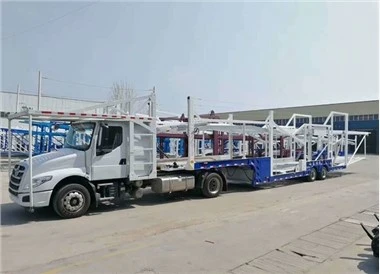 Hochwertiger hydraulischer Doppel-Duck-Car-Transporter-Sattelauflieger mit Flachbett